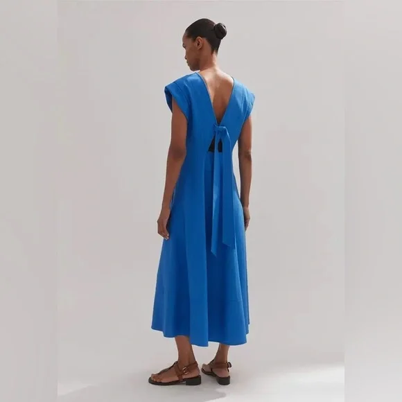 ME+EM Blue Tailored Midi Dress Size 12 Classic Old Money Elegance quiet luxury - Picture 4 of 16